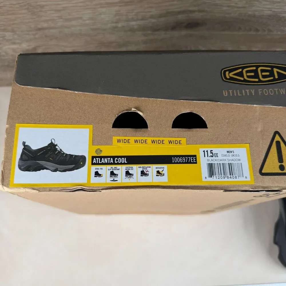 KEEN Utility Atlanta Cool Steel Toe Work Shoes Men’s 11.5 EE Wide Black NIB